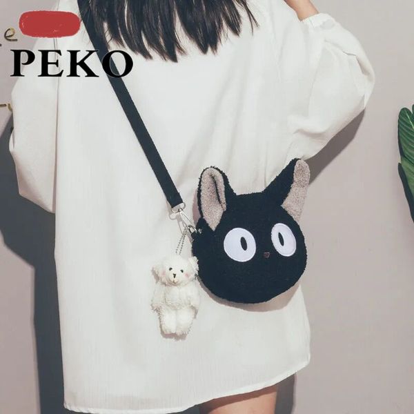 

japanese style kawaii bag women cartoon plush coin purses for womens 2022 crossbody bag small phone&purse bags good gift, Red;black