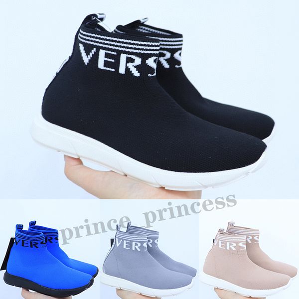 

infant speed sock kids running shoes toddler slip on sneakers big boys girls knitted children basketball sneakers eur 27-35, Black