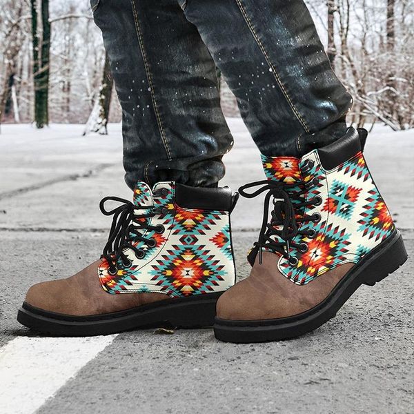 

boots fashion women's printed soft sole ankle lace up platform retro harajuku shoes, Black
