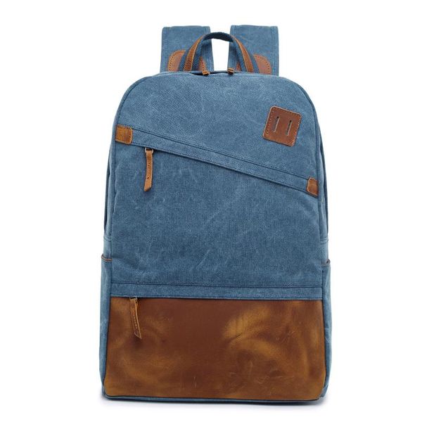

backpack genuine leather canvas hiking travel for men women