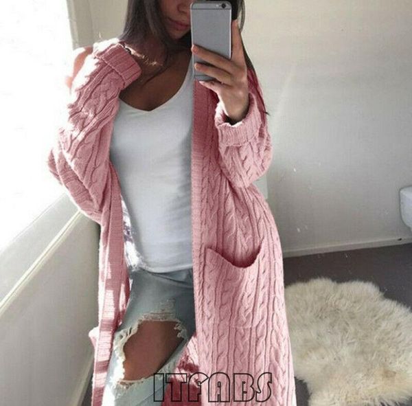 

women's jackets women ladies winter long sleeve casual loose knitted sweater jumper coat, Black;brown