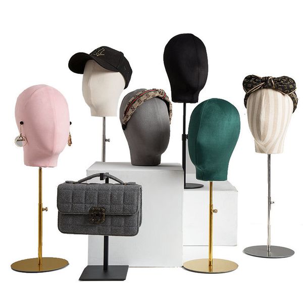 

color hat clothing store wig props men and women dummy head model shelf window jewelry display, Black