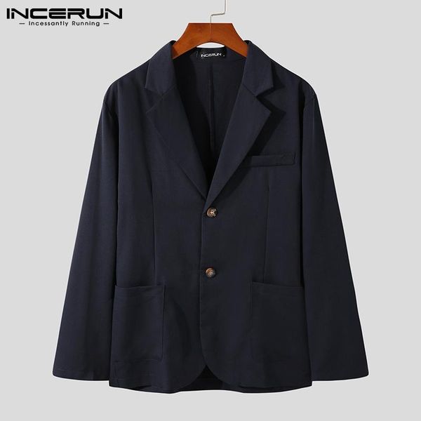 

men's suits & blazers men casual blazer solid color lapel streetwear 2021 long sleeve vintage pockets button autumn mens thin coats inc, White;black