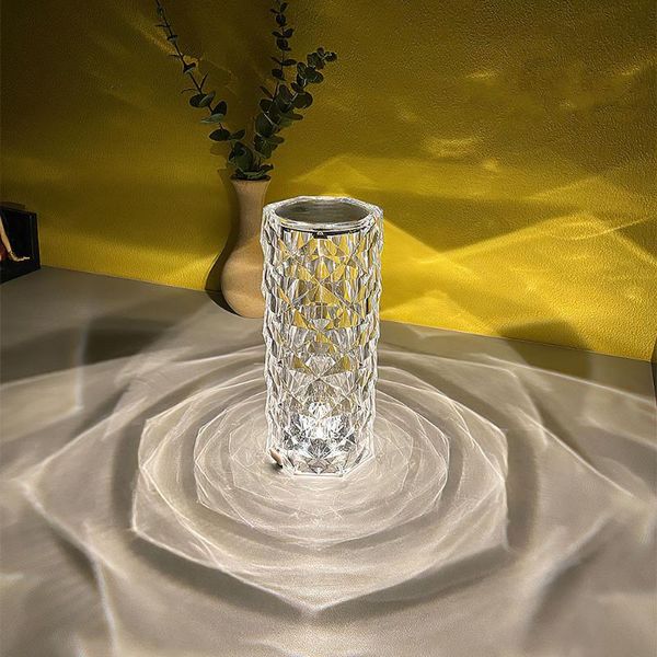 

table lamps usb charging romantic rose crystal led desk light bedroom bar deco night lights rgb remote control projection lamp