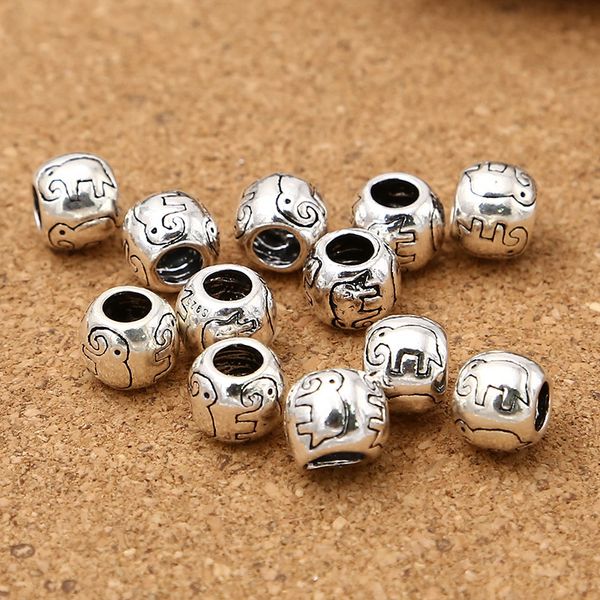 

diy s925 sterling silver accessory elephant loose beads 10mm, Golden;silver