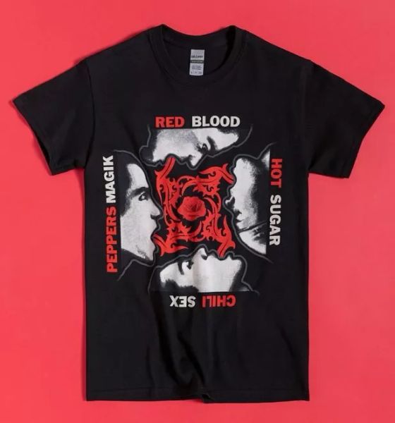 

official black red chili peppers blood sugar magik t-shirt, White;black