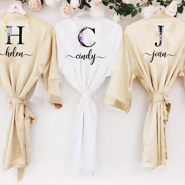

personalized custom friend wedding satin women sleepwear dressing gown bride team robes bridal party bridesmaid, Black;red