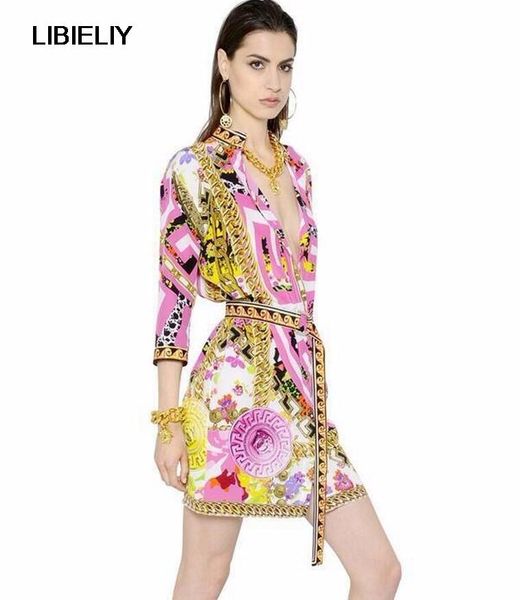 

casual dresses nicefashion fashion print belt slim shirt dress one-piece female, Black;gray