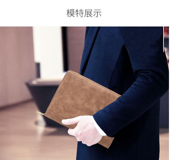 

men's briefcase file bag crazy horse material busins manager folder flat zipper