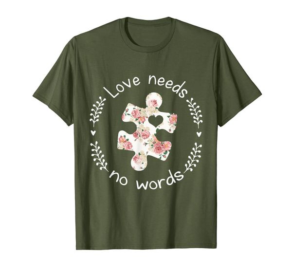 

love needs no words autism hippie t-shirt, White;black