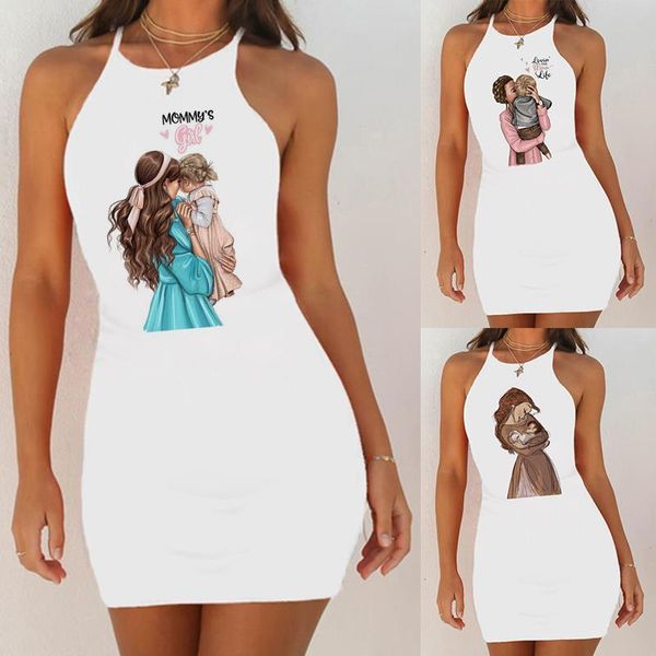 

Night Women Sleepwear Dress Sexy Nightgown Cute Super Mom Print Slim Pack Hip Sleeveless Shirts Sleepshirts Plus Size, Black;red