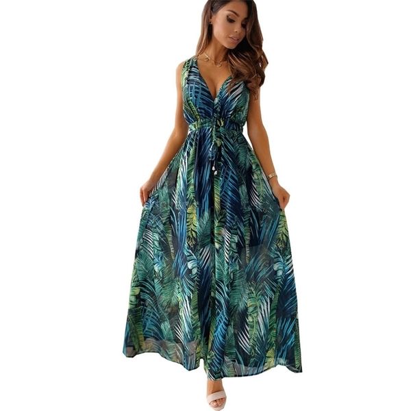 

beach boho floral print dresses for women sleeveless loose a-line lady dress summer women casual dresses vestidos d30 210730, Black;gray