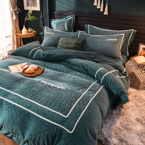 

double sided flannel winter thickened milk bedding 4-piece baby coral cashmere sheet quilt cover