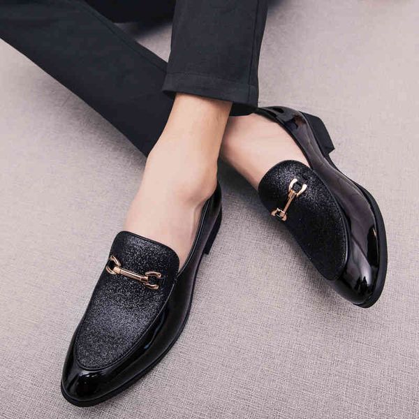 

dress shoes fashion pointed toe business men loafers leather oxford for formal mariage slip on wedding party k3 1q9d, Black