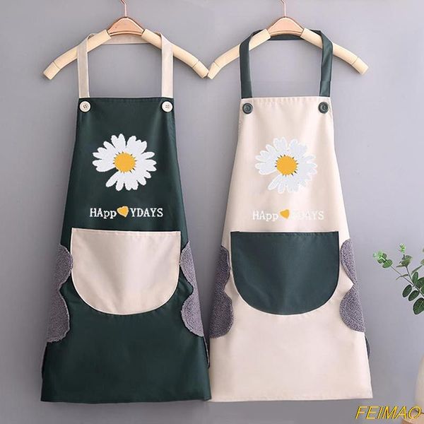 

aprons household waterproof hand-wiping kitchen apron polyester accessory