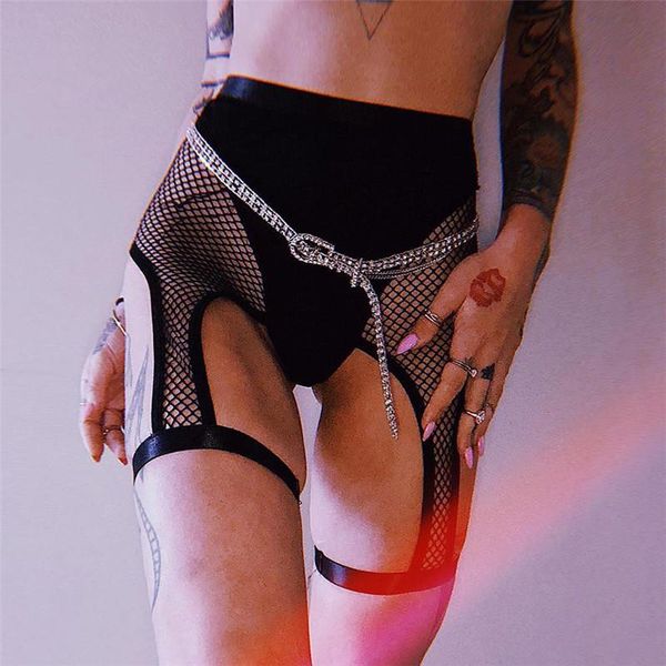 

women's leggings european and american style ins2021wish summer mesh stitching hollow high waist, Black