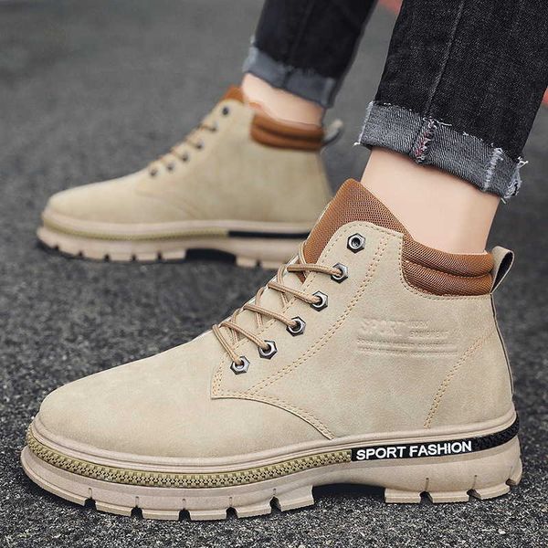 

martin boots men autumn high 's shoes tooling thick soled elevated desert, Black