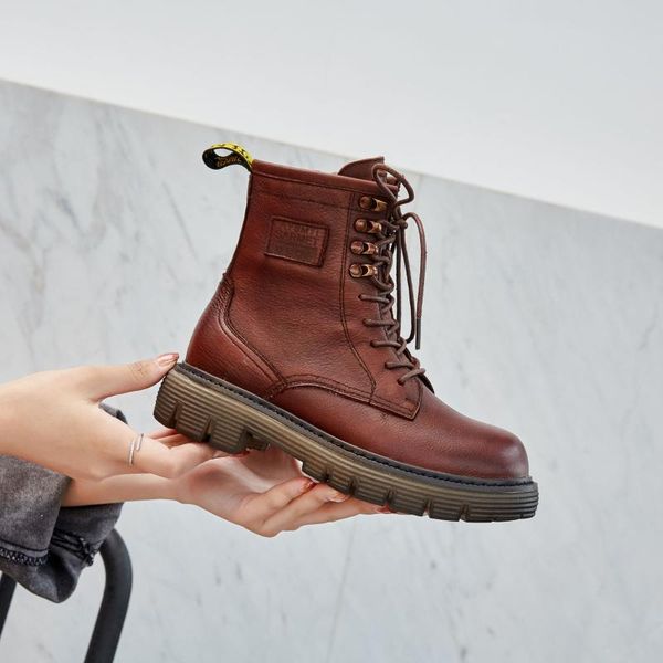 

boots 2021 women winter snow classic black genuine leather thick wool fur warm ankle low heel shoes a16-1