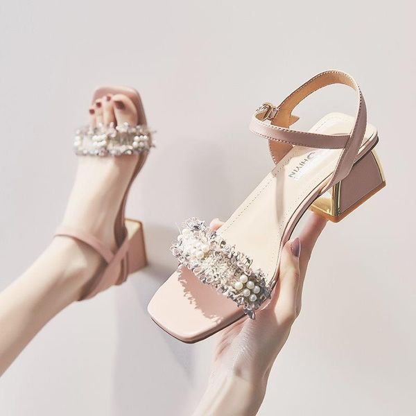 

sandals 2021 spring ankle strap fish mouth hollow roman thick with a word high heels female summer, Black