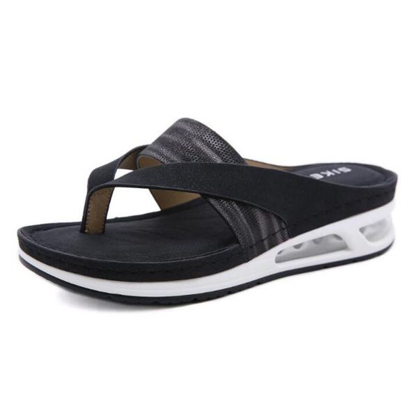 

women fashion slippers female light comfortable summer shoes for ladies casual flat flip flops outdoor beach sandal, Black