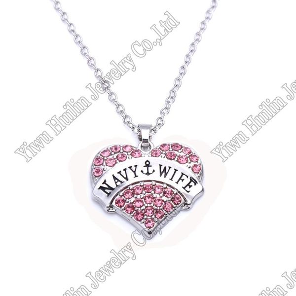 

pendant necklaces the perfect gift "navy wife" hypoallergenic necklace, Silver