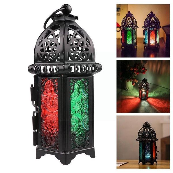 

candle holders european moroccan wrought iron glass holder decoration hanging bar wedding place lamp table home classical p6n6