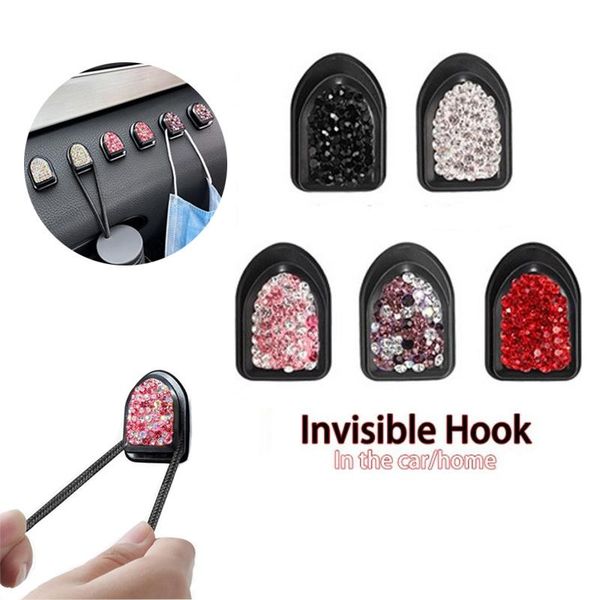 

pcs mini rhinestone crystal car hooks door hanging bag home wall decorations auto ornaments hook interior