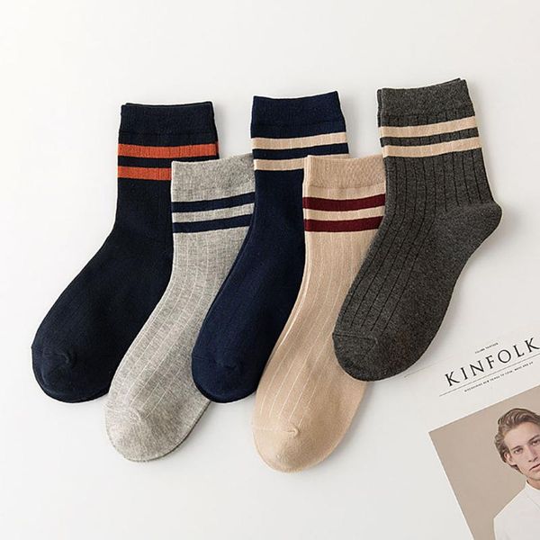 

men's socks 10 pairs men large size length casual striped plaid long autumn summer comfort mature male cotton sock sox meias 180, Black