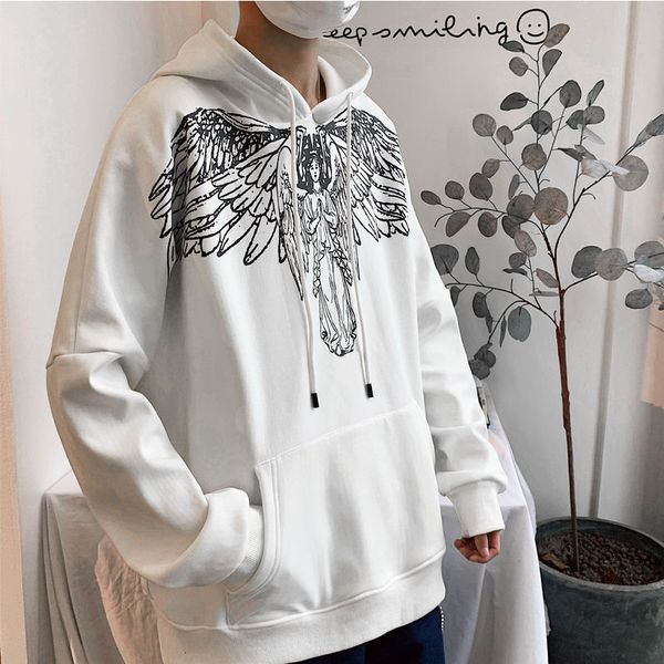

women's hoodies & sweatshirts men's hoodie, printed with virgin's wings, men's coat, autumn and winter, brand, fashion,, Black