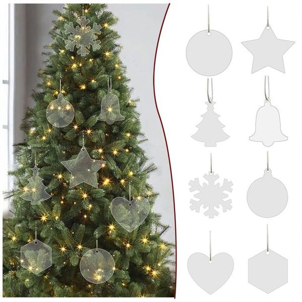 

christmas decorations diy tree hanging ornaments decoration transparent multi-shape blank acrylic pendants xmas gifts 2021