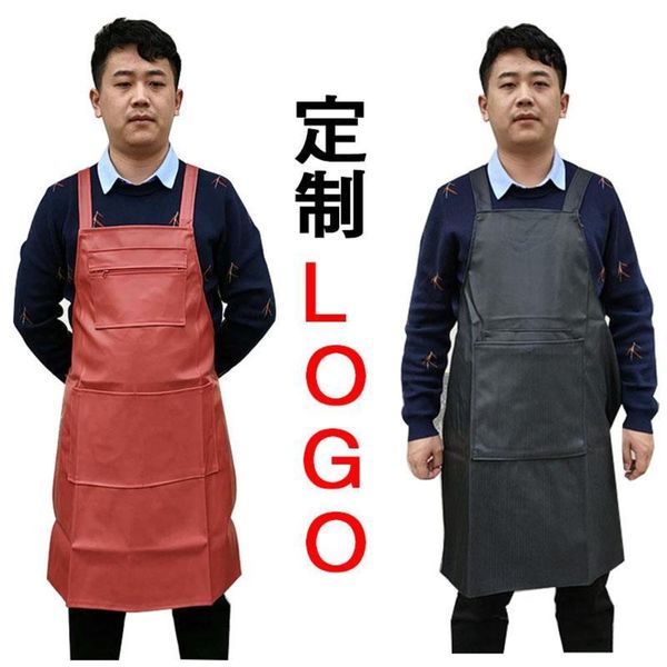

pu leather apron waterproof and oil proof thickened labor protection reverse dressing restaurant aquatic product laundry food