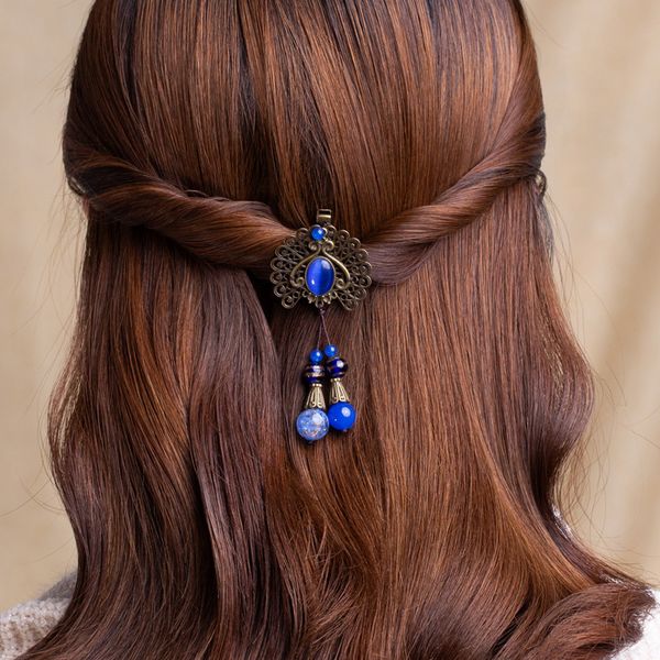 

souvenir palace hair accessories, han clothing bronze hairpin, no.5113 blue