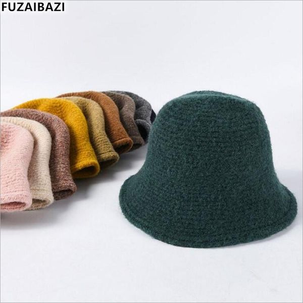 

wide brim hats fuzaibazi fashion autumn winter keep warm bucket hat for women's trend panama ladies cap elegant women noble brands somb, Blue;gray