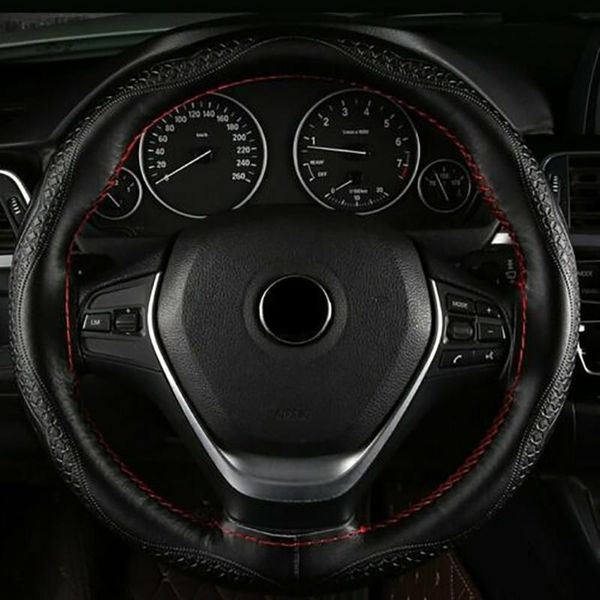 

hand sewing steering wheel cover leather soft auto black diy set 37-38cm covers