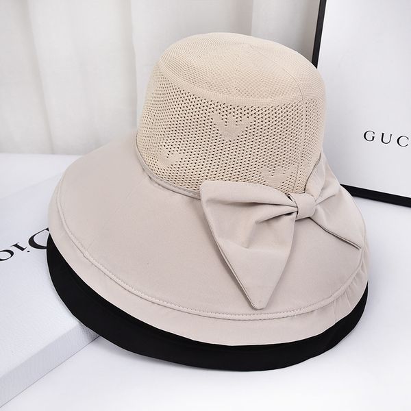

sunscreen summer sunshade fisherman's sun female 2021 bow fashion korean cornice hat, Blue;gray