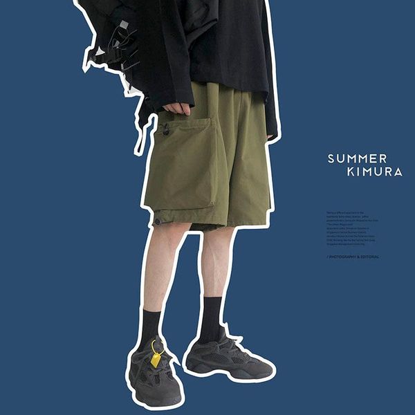 

summer men's tooling trend five points japanese light color harajuku clothing casual shorts, White;black