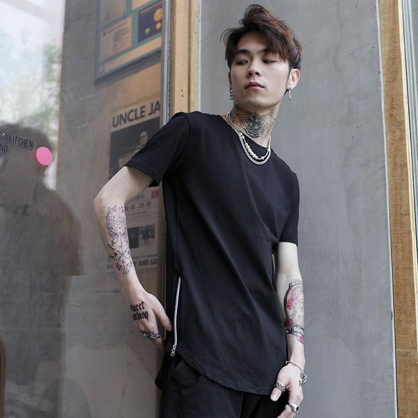 

men's t-shirts white short sleeve t-shirt summer slim casual round neck black versatile solid bottom half large, White;black