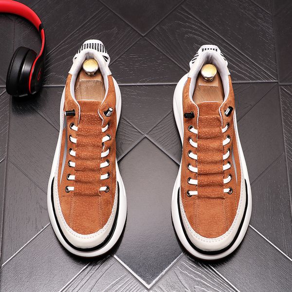 

fashion men breathable lace-up casual shoes luxury designer masculinas lightweight vulcanized platform walking sneakers x110, Black