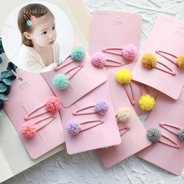 

hair accessories girls hairpins 10/12pcs/set colorful yarn ball snap clips for kids fashion, Slivery;white