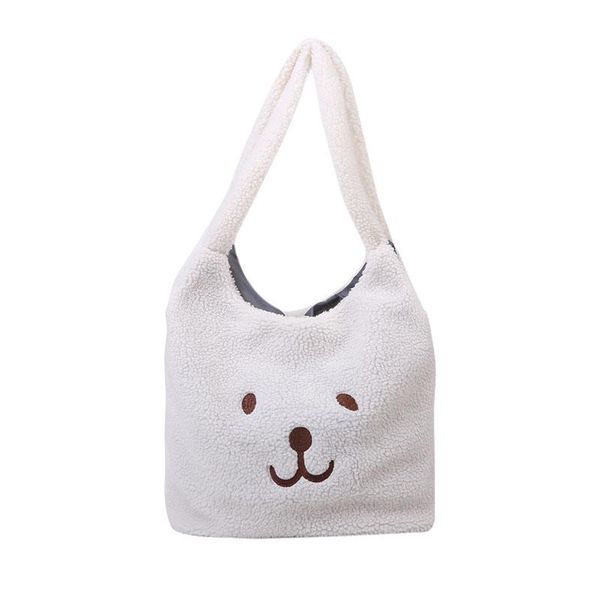 

evening bags casual tote plush shoulder bag teenager student school book 2021 kawaii simple women shopping fluffy hand desinger