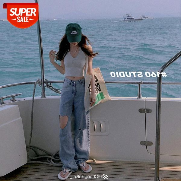 

[3/24 love jeans] please focus women's clothing with ripped pants that snipe your heart #ia74, Black;white