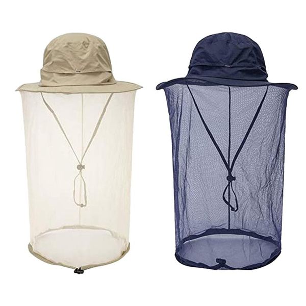 

wide brim hats summer outdoor sunshade and insect protection fisherman hat mesh protective fishing 58-60cm, Blue;gray