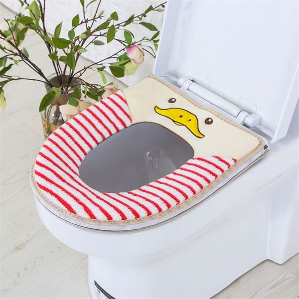 

knb cailingwanjia winter thickened stickers coral toilet pad velvet cushion waterproof adhesive zipper seat toilet