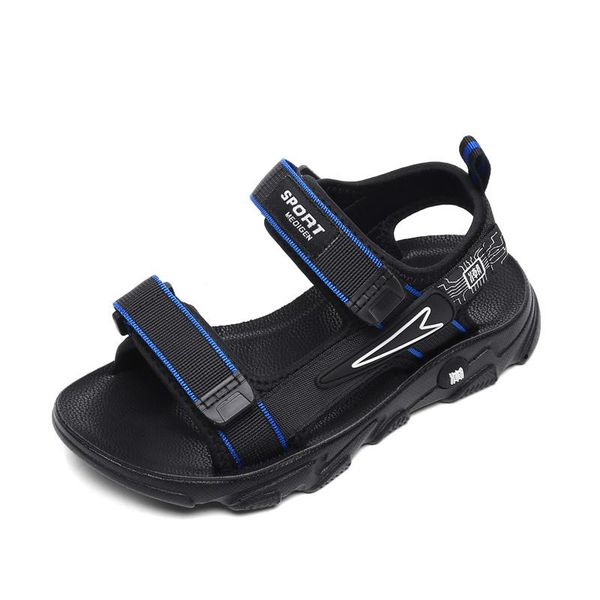 

sandals summer boys black shoes for children's pu soft sole sport two webbing, Black;red