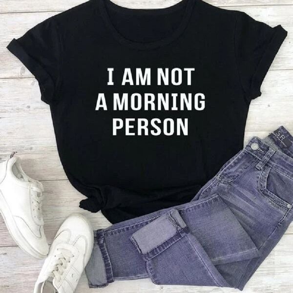 

not a morning person letter printed casual funny tumblr ulzzang women tee t-shirt vintage korean fashion short sleeves 210518, White