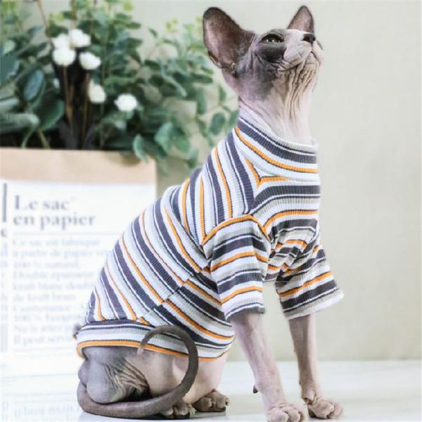 

classic stripe cotton cat clothes spring summer dresses sphynx apparel hairless outfits costumes