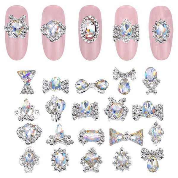 

pcs/bag nail art alloy crystal gem glitter k9 rhinestones glass stone rhinestone 3d decorat1, Silver;gold