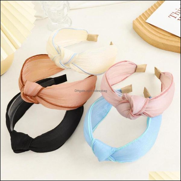 

headbands jewelry jewelry fashion adt hairband light fresh headband center knot turban summer solid color headwear hair aessories drop deliv, Silver