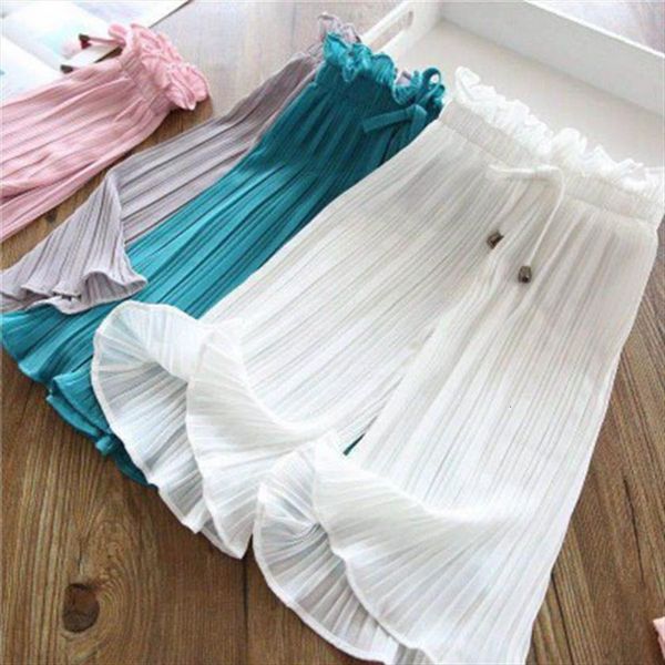 

kids girls chiffon pants flares skirts arrival summer casual anti mosquito white grey pink for 3 13y, Blue