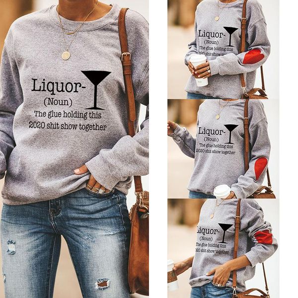 

women's hoodies & sweatshirts long-sleeved casual red wine cup letter printing sweatshirt women oversized hoodie aesthetic drop, Black